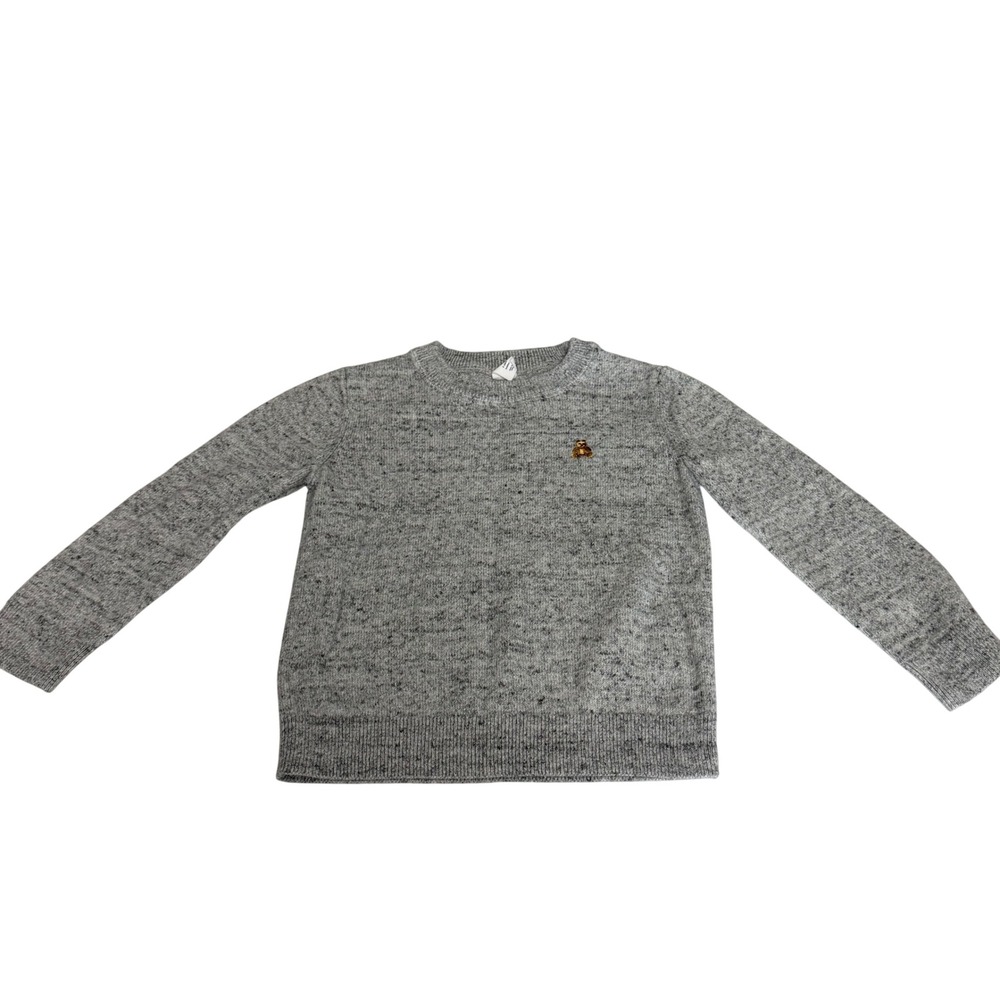 Baby GAP Toddler Boys Gray Marled Brannan Bear Knit Pullover Sweater 4T 4 Years
